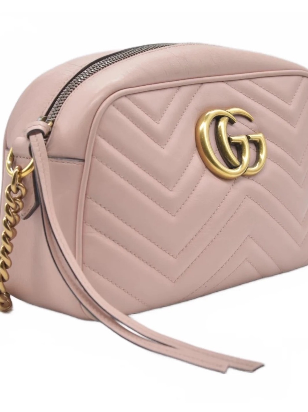 Gucci Blush Chevron Matelassé Crossbody with Gold GG - Picture 2 of 8